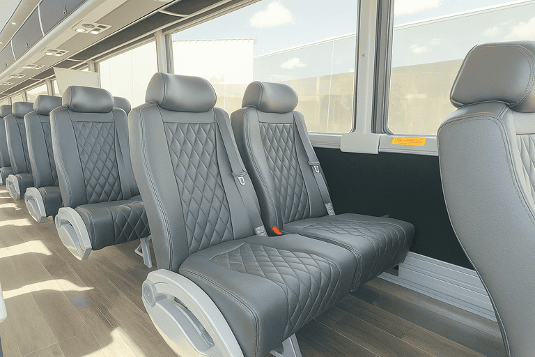 interior of Rochester Coach Bus Service charter bus