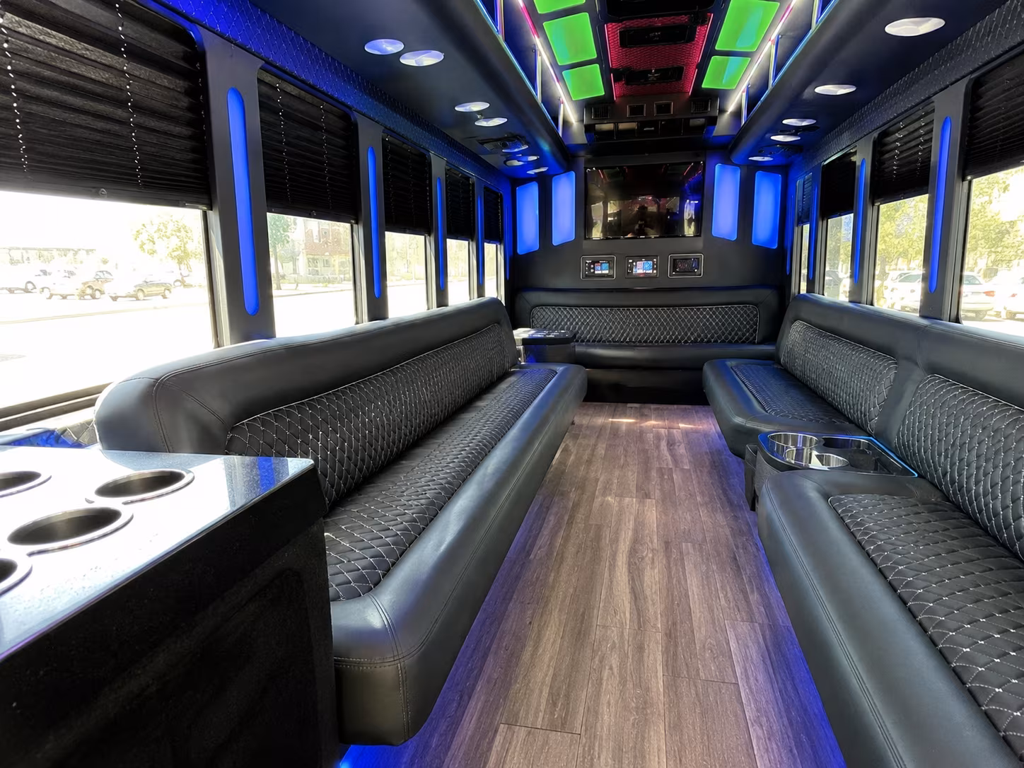 rochester 15 passenger party bus inside