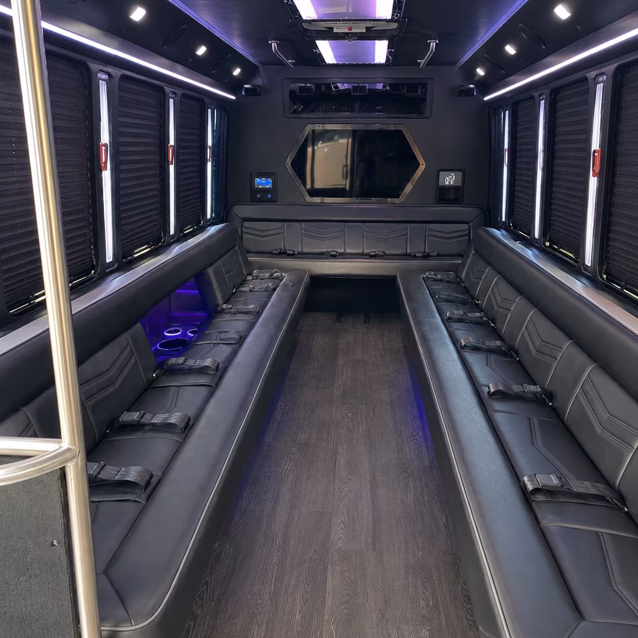 rochester 18 passenger party bus interior