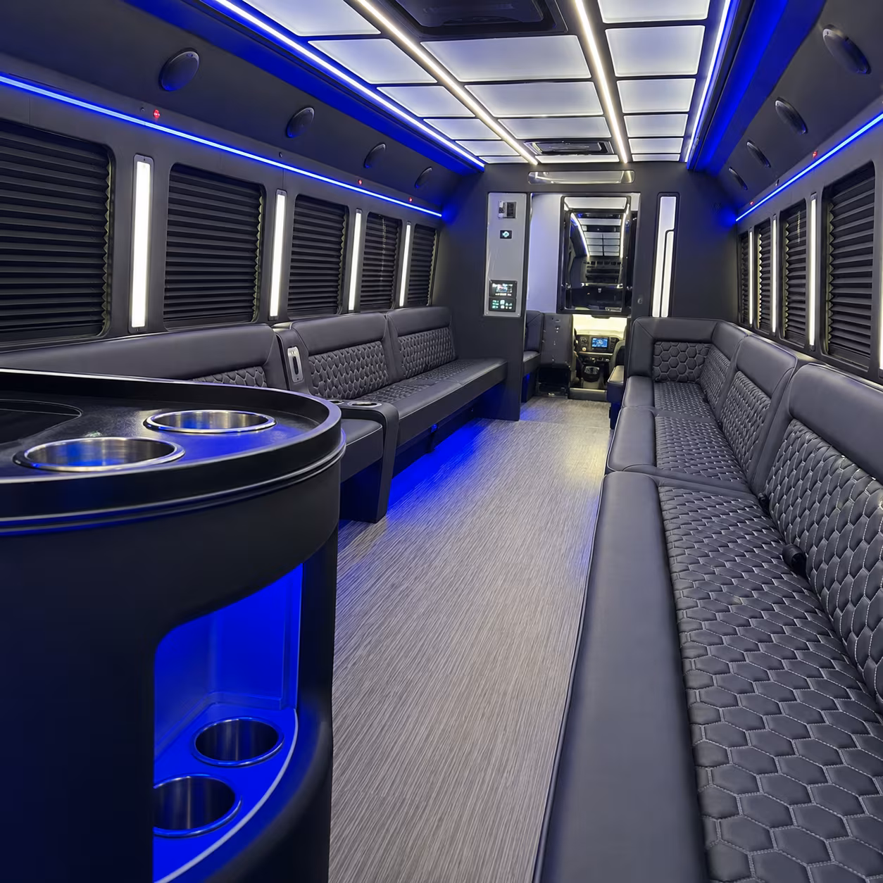 rochester party bus rental interior